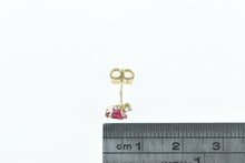 Load image into Gallery viewer, 10K Heart Syn. Ruby Diamond Accent Single Stud Earring Yellow Gold