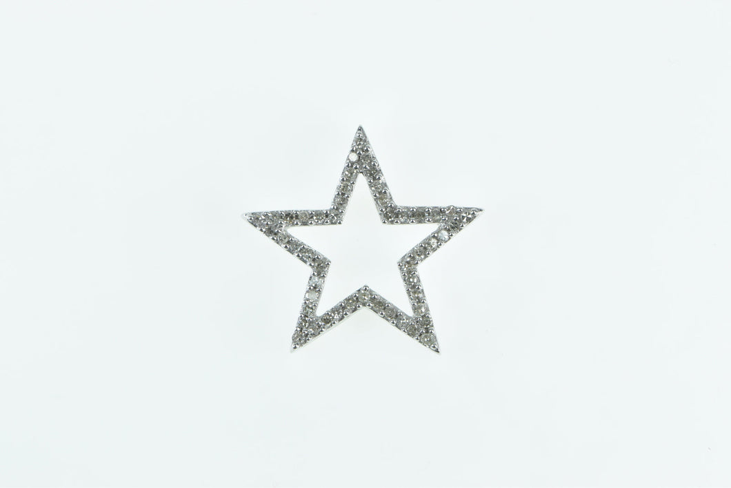 10K Five Pointed Star Diamond Statement Pendant White Gold