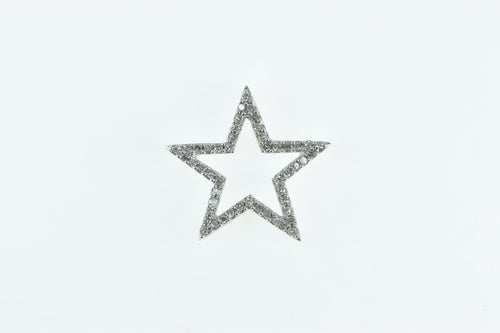 10K Five Pointed Star Diamond Statement Pendant White Gold