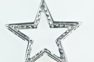 10K Five Pointed Star Diamond Statement Pendant White Gold