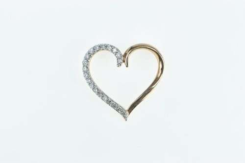 10K Diamond Inset Curvy Heart Love Symbol Pendant Yellow Gold