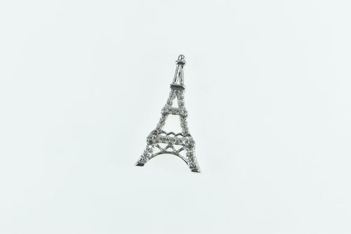 10K Diamond Encrusted Eiffel Tower Paris France Charm/Pendant White Gold