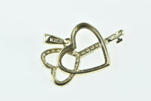 Load image into Gallery viewer, 10K Vintage Diamond Heart Skeleton Key Love Pendant Yellow Gold