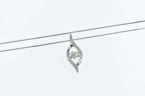 10K 0.30 Ctw Dancing Diamond Swirl Chain Necklace 18