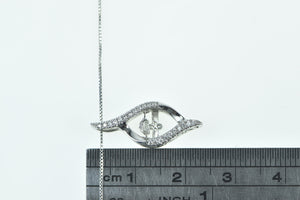 10K 0.30 Ctw Dancing Diamond Swirl Chain Necklace 18" White Gold