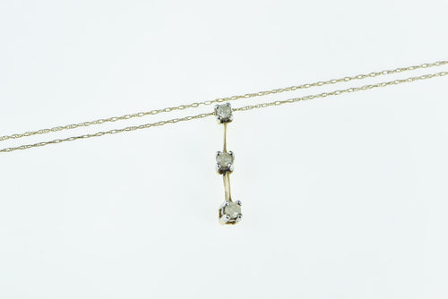 10K 0.20 Ctw Tiered Diamond Drop Bar Chain Necklace 18.75