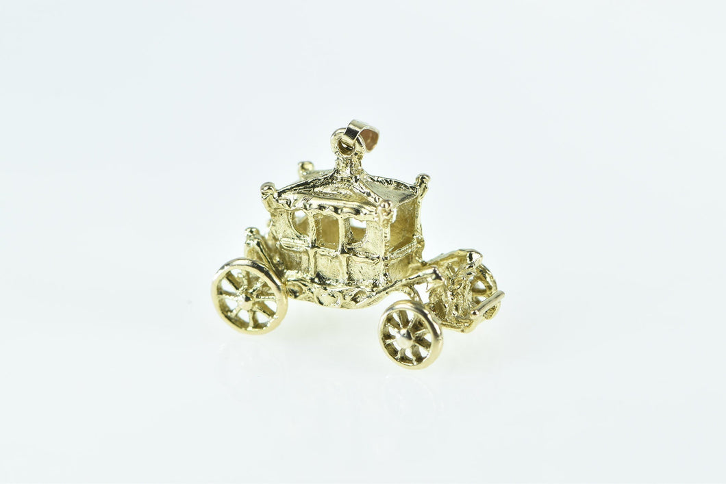 9K 3D Articulated Carriage Vintage Royalty Charm/Pendant Yellow Gold