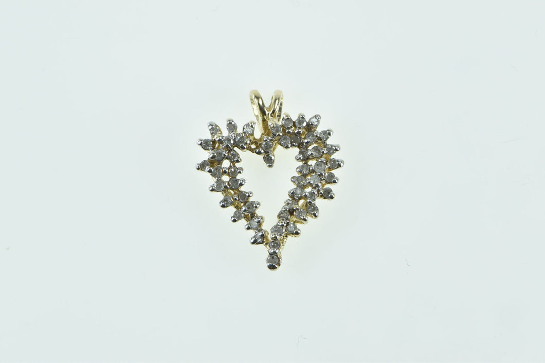 10K Vintage Diamond Classic Heart Love Symbol Pendant Yellow Gold