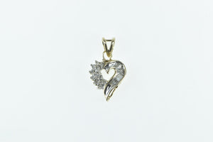 10K Vintage Classic Diamond Heart Love Symbol Pendant Yellow Gold