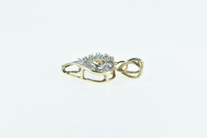 10K Vintage Classic Diamond Heart Love Symbol Pendant Yellow Gold