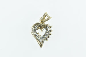 10K Vintage Classic Diamond Heart Love Symbol Pendant Yellow Gold