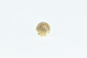 18K Single Scallop Sea Shell Ocean Beach Motif Earring Yellow Gold