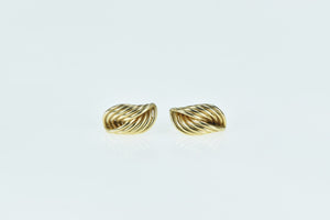 14K Vintage Twist Loop Curved Macaroni Stud Earrings Yellow Gold