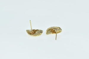 14K Vintage Twist Loop Curved Macaroni Stud Earrings Yellow Gold