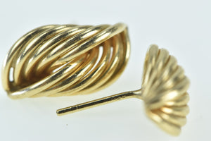 14K Vintage Twist Loop Curved Macaroni Stud Earrings Yellow Gold