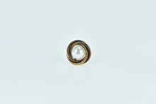 Load image into Gallery viewer, 14K Single Pearl Twist Trim Vintage Stud Earrings Yellow Gold