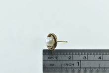 Load image into Gallery viewer, 14K Single Pearl Twist Trim Vintage Stud Earrings Yellow Gold