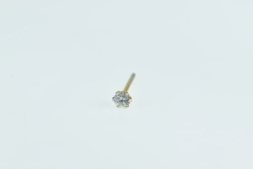 18K Single Round Solitaire Vintage CZ Earring Yellow Gold