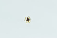 Load image into Gallery viewer, 14K Round Garnet Wavy Flower Single Vintage Earring Yellow Gold