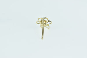 14K Round Garnet Wavy Flower Single Vintage Earring Yellow Gold