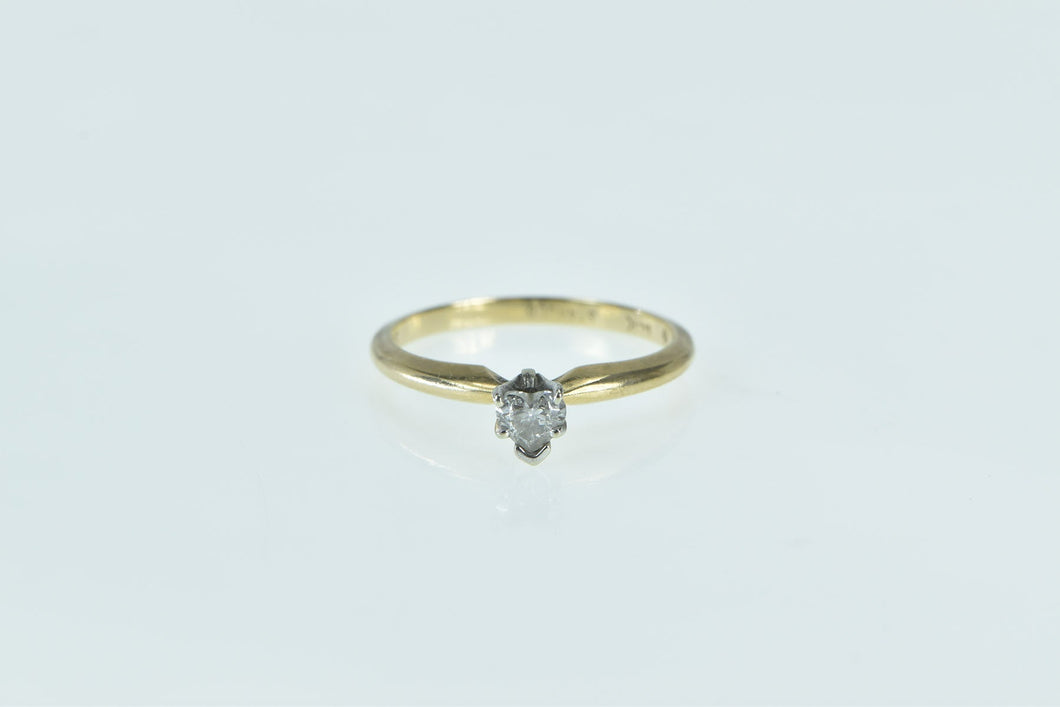 14K 0.25 Ct Heart Solitaire Diamond Engagement Ring Yellow Gold