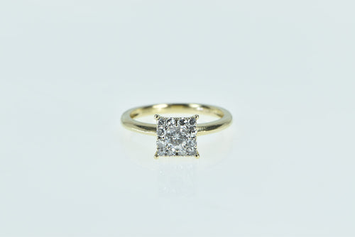 14K 0.48 Ctw 1940's Diamond Square Engagement Ring Yellow Gold