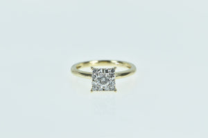 14K 0.48 Ctw 1940's Diamond Square Engagement Ring Yellow Gold