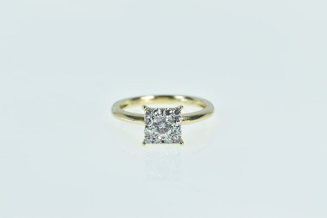 14K 0.48 Ctw 1940's Diamond Square Engagement Ring Yellow Gold