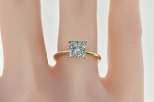 14K 0.48 Ctw 1940's Diamond Square Engagement Ring Yellow Gold