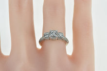 Load image into Gallery viewer, 14K Three Stone Diamond Classic Engagement Ring White Gold