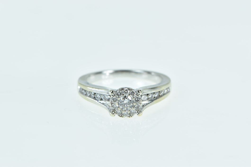 14K 0.60 Ctw Diamond Round Cluster Engagement Ring White Gold