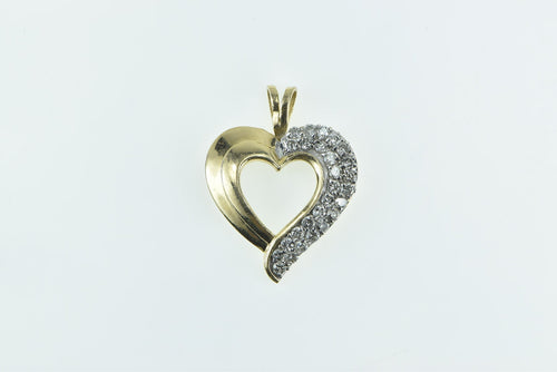 14K 0.75 Ctw Pave Diamond Encrusted Heart Pendant Yellow Gold