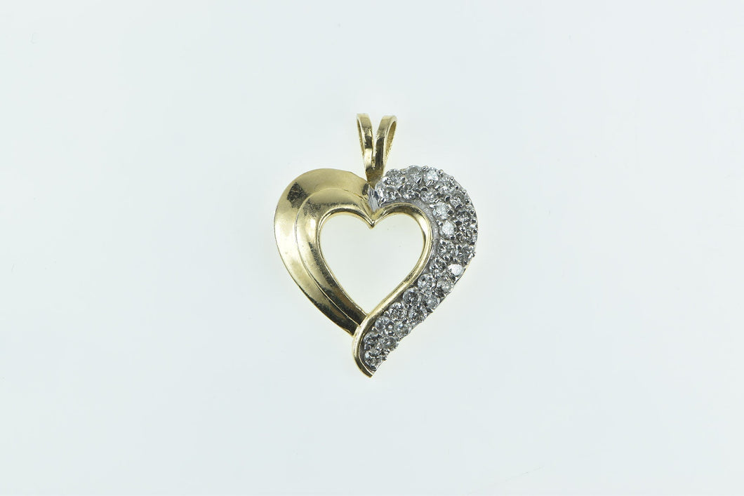 14K 0.75 Ctw Pave Diamond Encrusted Heart Pendant Yellow Gold