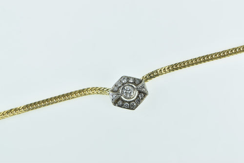 14K 0.45 Ctw Art Deco Diamond Flat Foxtail Link Necklace 16.5