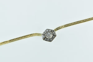 14K 0.45 Ctw Art Deco Diamond Flat Foxtail Link Necklace 16.5" Yellow Gold