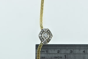 14K 0.45 Ctw Art Deco Diamond Flat Foxtail Link Necklace 16.5" Yellow Gold