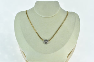 14K 0.45 Ctw Art Deco Diamond Flat Foxtail Link Necklace 16.5" Yellow Gold