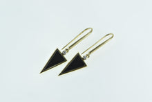 Load image into Gallery viewer, 14K Triangle Black Onyx Diamond Vintage Dangle Earrings Yellow Gold