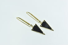 Load image into Gallery viewer, 14K Triangle Black Onyx Diamond Vintage Dangle Earrings Yellow Gold