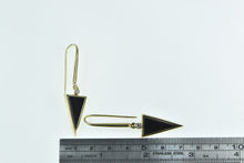 Load image into Gallery viewer, 14K Triangle Black Onyx Diamond Vintage Dangle Earrings Yellow Gold