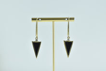 Load image into Gallery viewer, 14K Triangle Black Onyx Diamond Vintage Dangle Earrings Yellow Gold