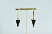 Load image into Gallery viewer, 14K Triangle Black Onyx Diamond Vintage Dangle Earrings Yellow Gold