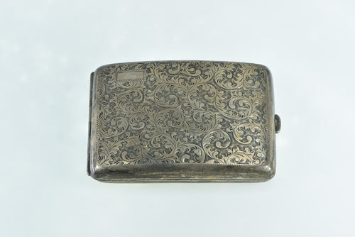 Sterling Silver Victorian Engraved Cigarette Case Scroll Pattern
