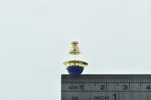 Load image into Gallery viewer, 14K Vintage Round Lapis Lazuli Cabochon Stud Earring Yellow Gold