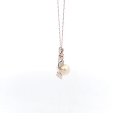 Load image into Gallery viewer, 14K 1950&#39;s Pearl Diamond Accent Vintage Pendant White Gold