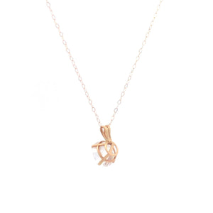 14K Round CZ Solitaire Vintage Simple Classic Pendant Yellow Gold
