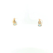 Load image into Gallery viewer, 14K Pear Blue Topaz Diamond Accent Vintage Stud Earrings Yellow Gold