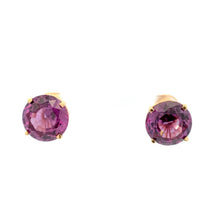 Load image into Gallery viewer, 14K Round Syn. Alexandrite Vintage Screw Back Earrings Yellow Gold