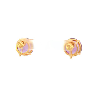 14K Round Syn. Alexandrite Vintage Screw Back Earrings Yellow Gold