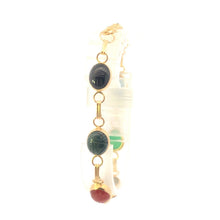 Load image into Gallery viewer, 14K Ancient Egyptian Scarab Symbol Carved Stone Bracelet 7.25&quot; Yellow Gold